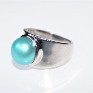 STERLING SILVER BLUE PEARL RING